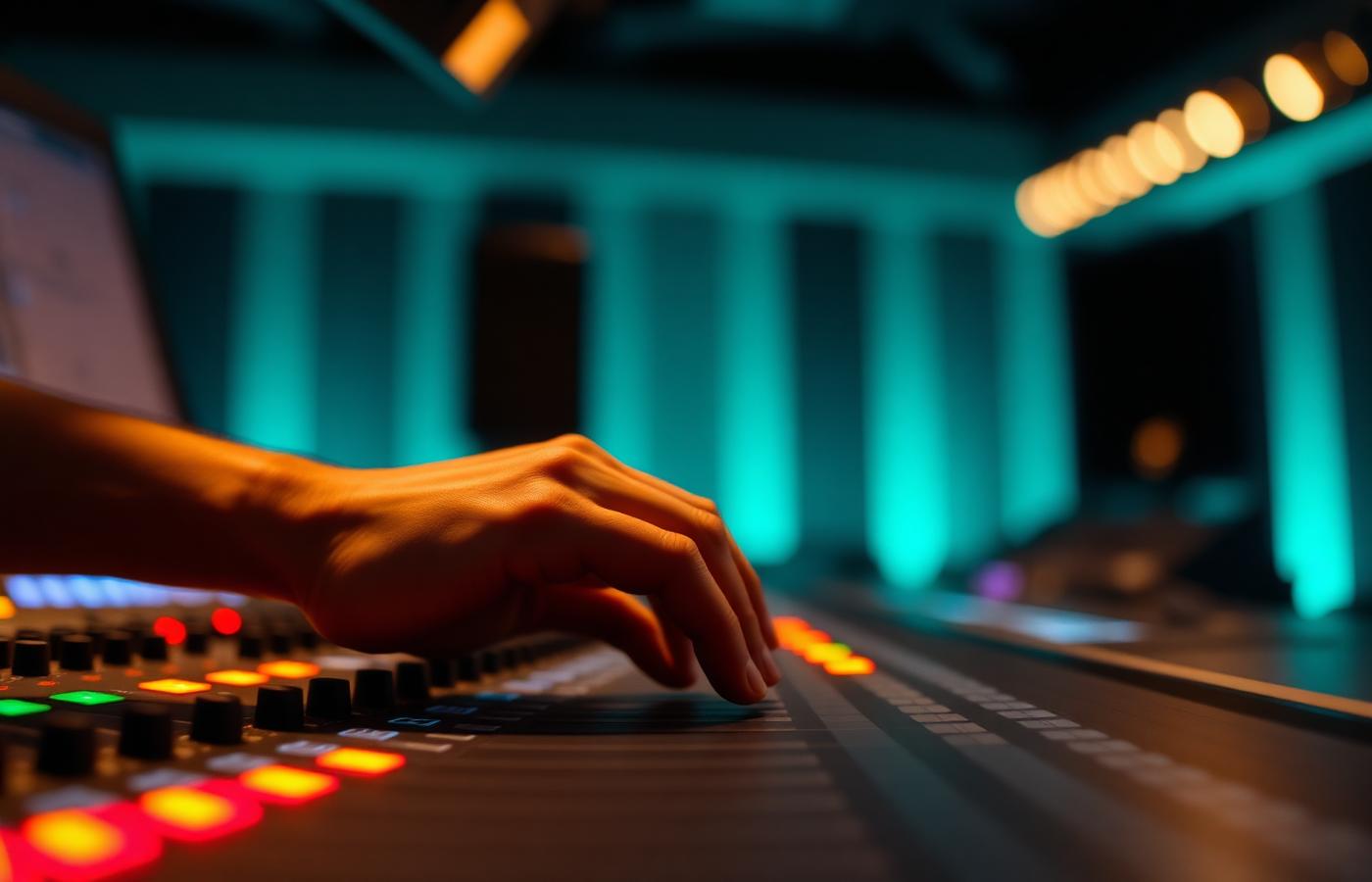 Sound engineer at a live mixing console